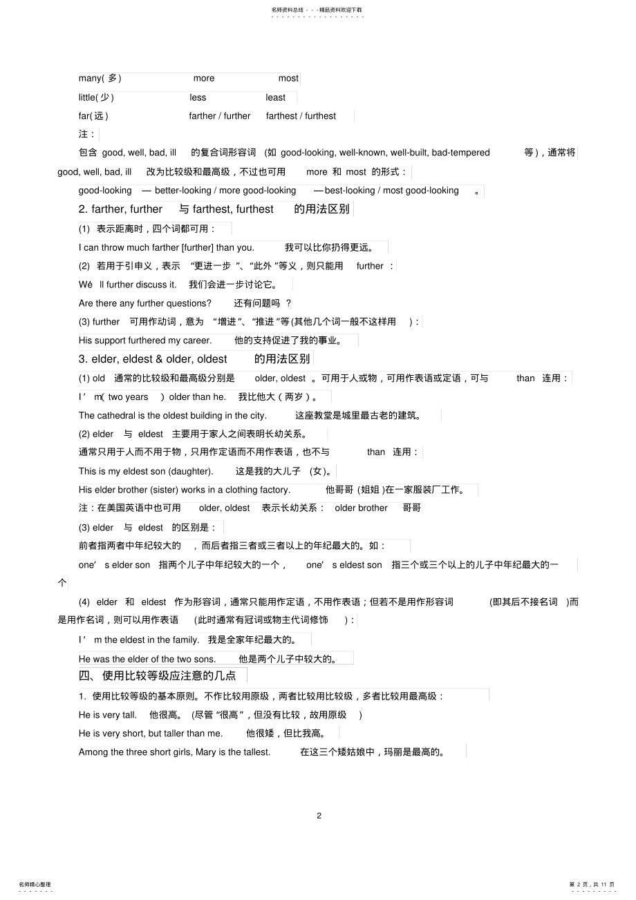 2022年比较级最高级总结及练习,推荐文档 .pdf_第2页