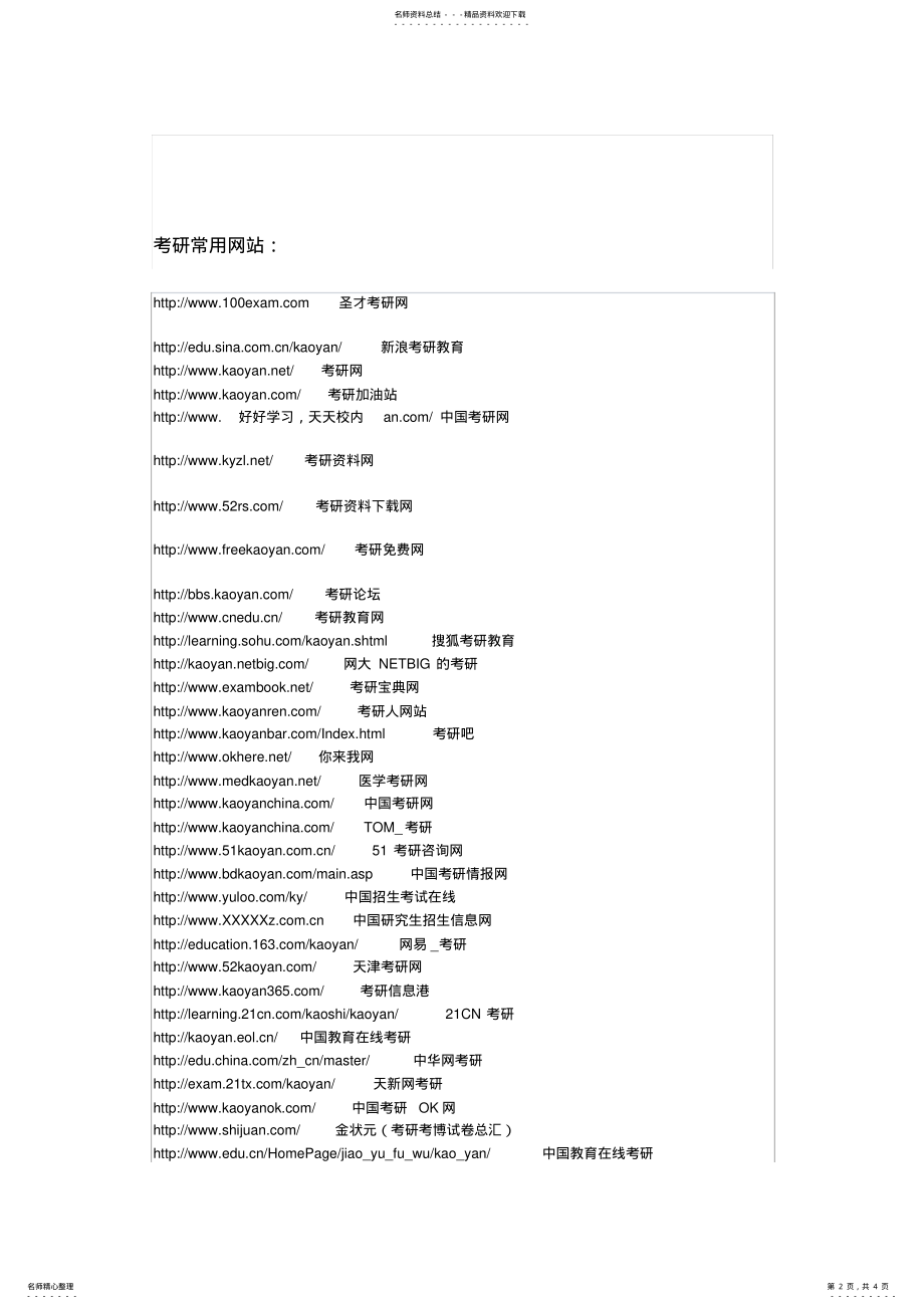 2022年2022年考研常用网站集锦大全 .pdf_第2页