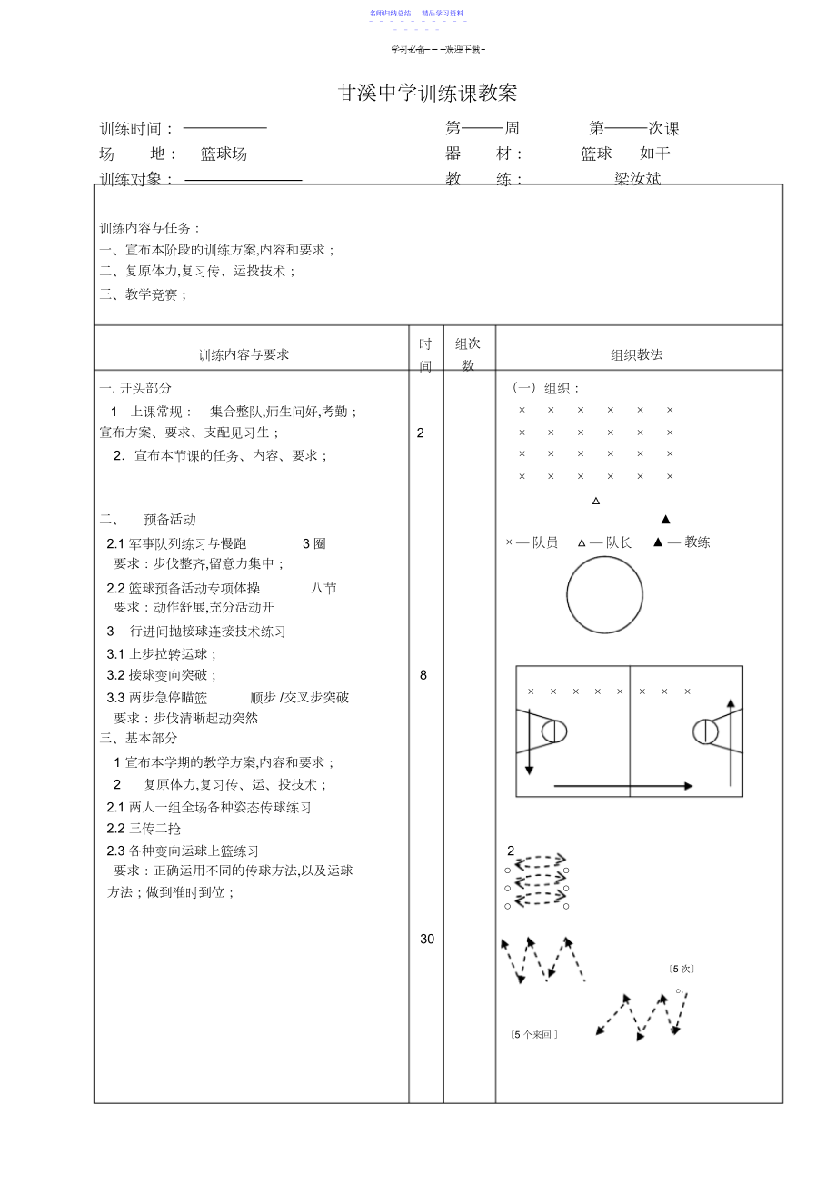 2022年A篮球训练课教案.docx_第1页