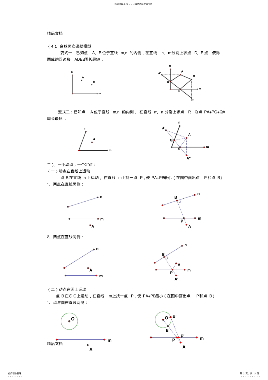 2022年最新初中几何中线段和与差最值问题 .pdf_第2页