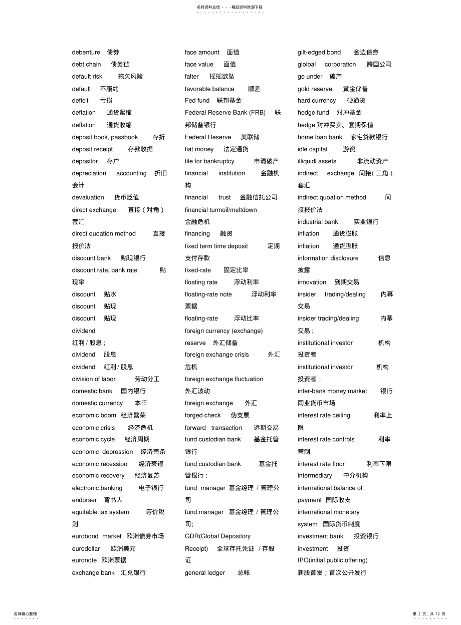 2022年2022年金融专业英语词汇 .pdf_第2页