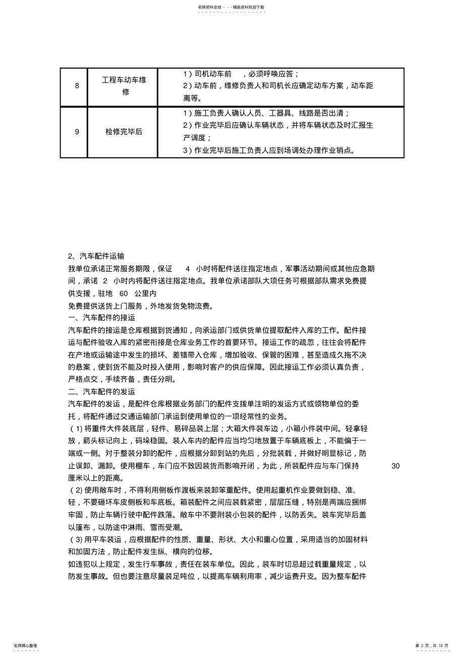 2022年汽车维修服务方案、服务承诺、应急预案 .pdf_第2页