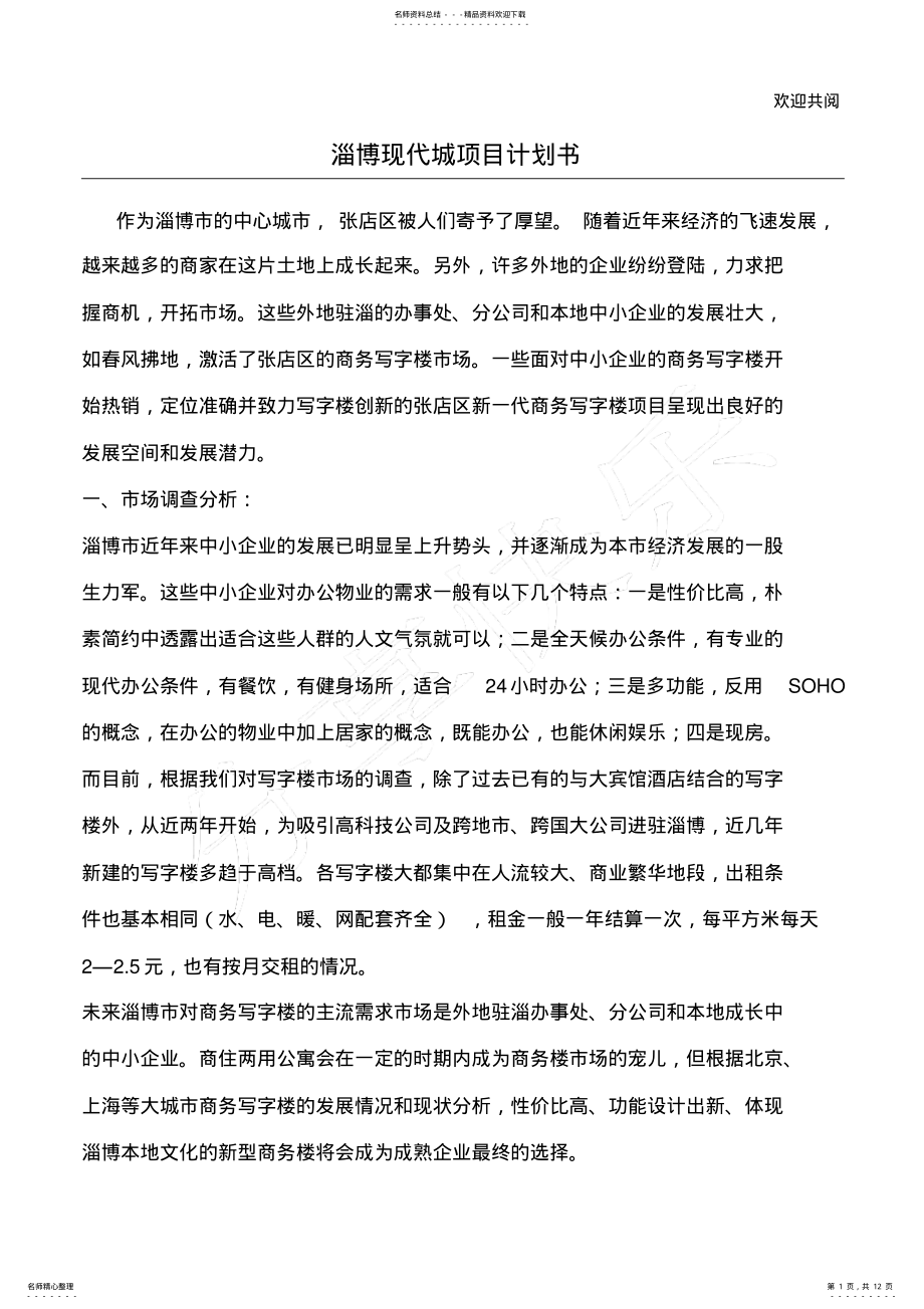 2022年淄博现代城项目计划书 3.pdf_第1页