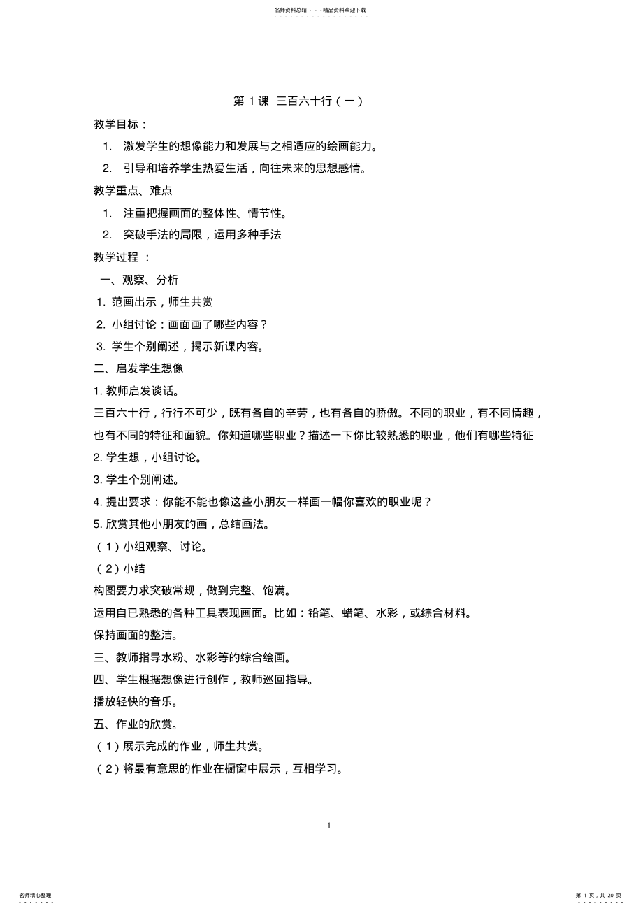 2022年最新苏教版六年级下册美术教案 .pdf_第1页