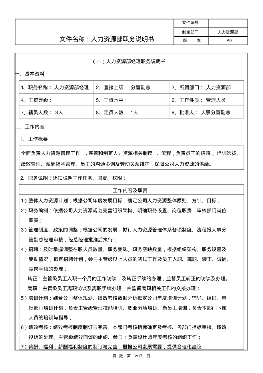 人力资源部人员岗位职责.pdf_第2页