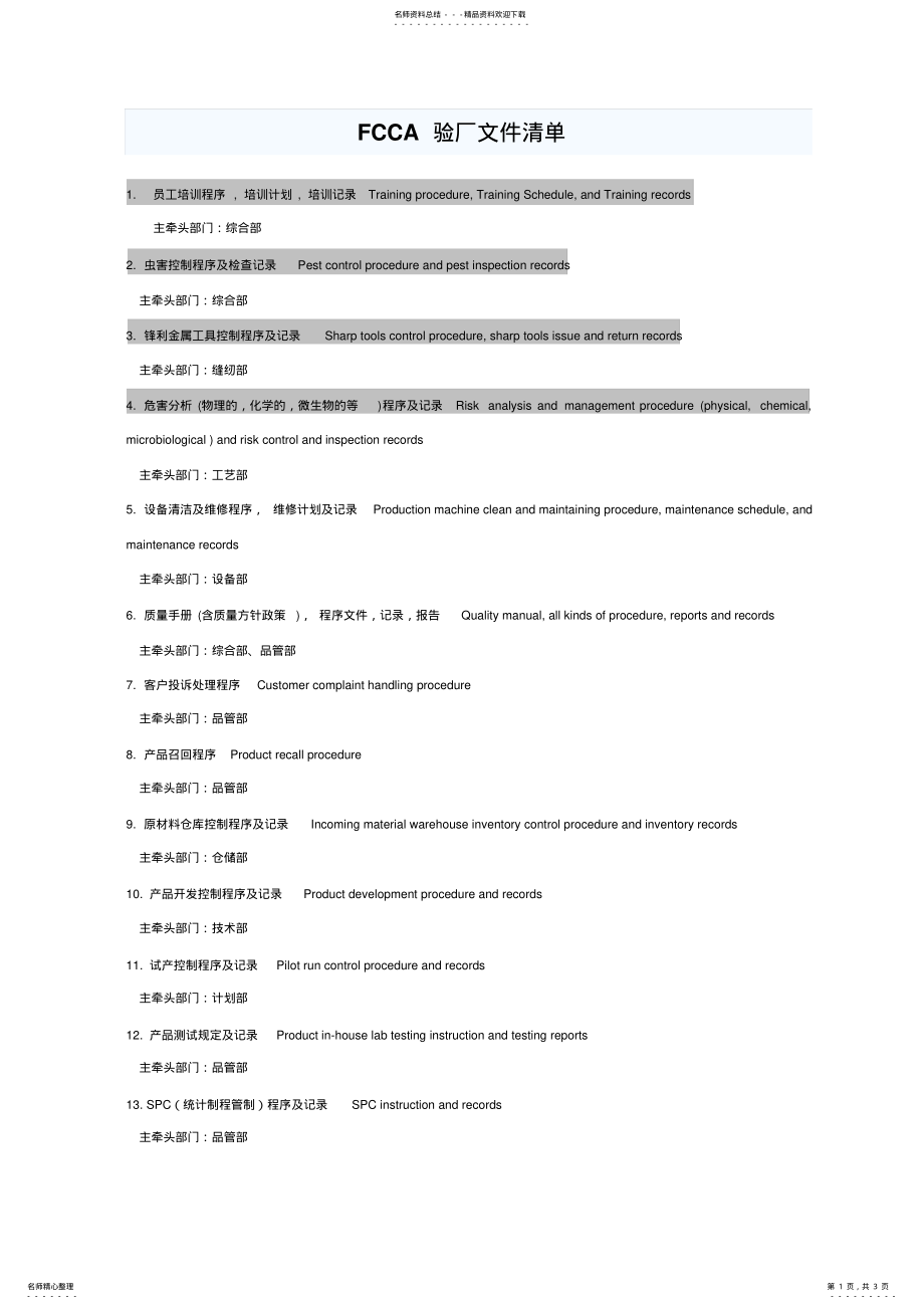 2022年FCCA验厂文件清单 .pdf_第1页