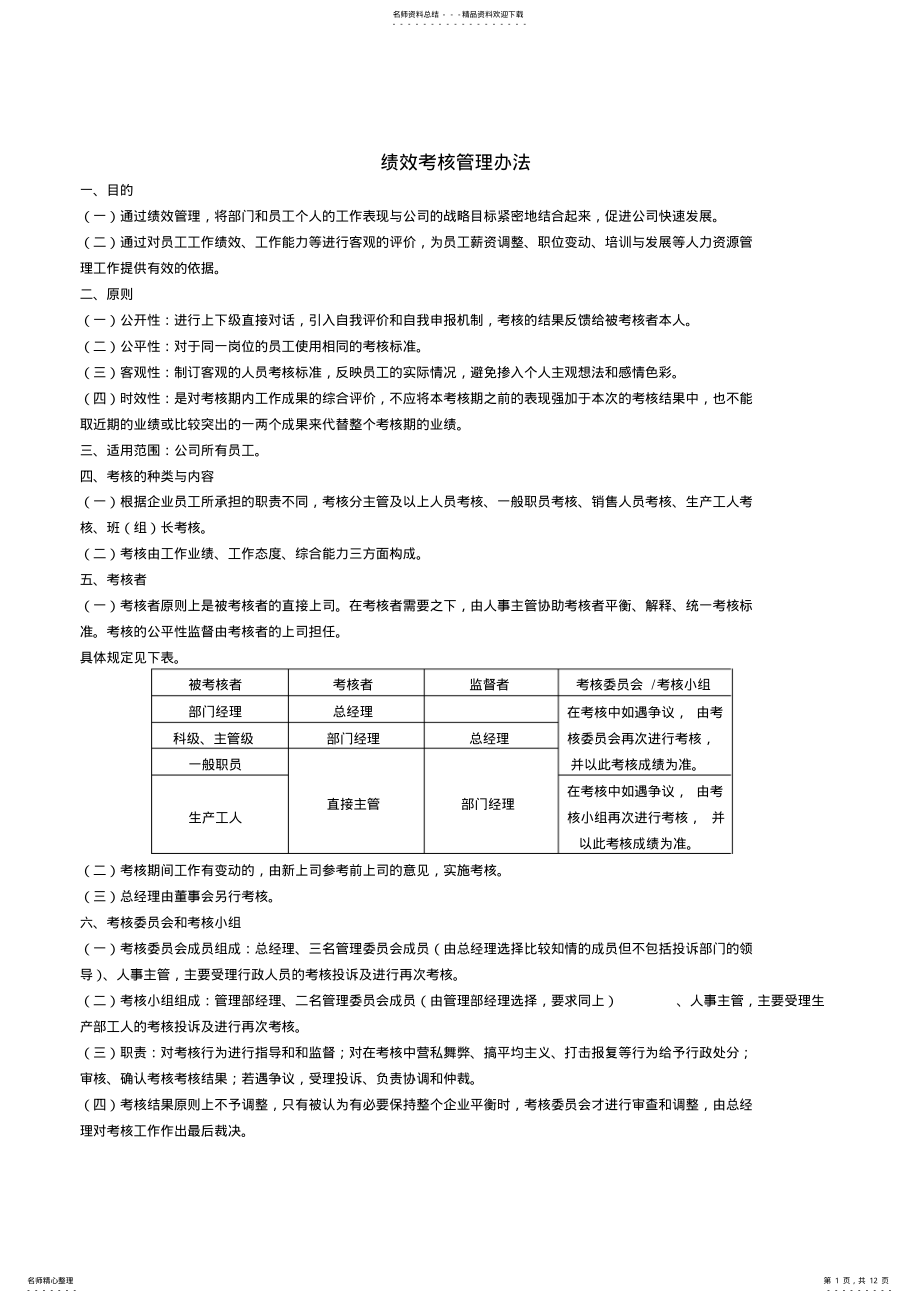 2022年浙江食品科技公司人力资源管理制度汇编绩效考核制度 .pdf_第1页