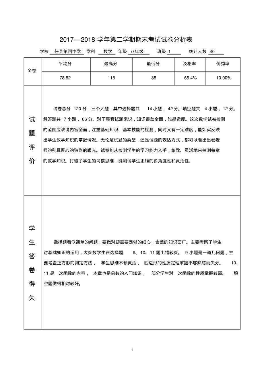 试卷分析样表2.pdf_第1页