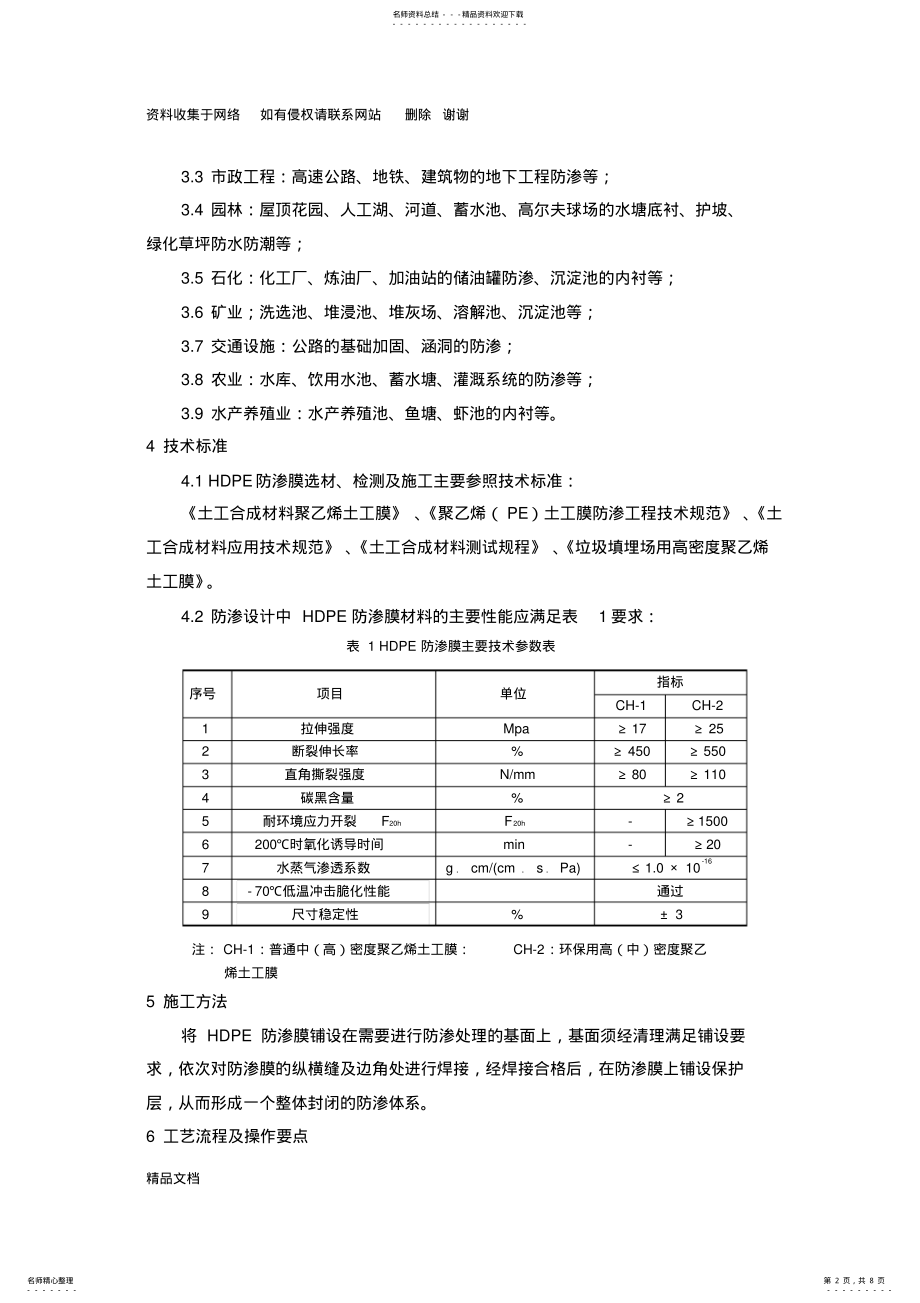 2022年HDPE防渗膜铺设施工工艺工法 .pdf_第2页