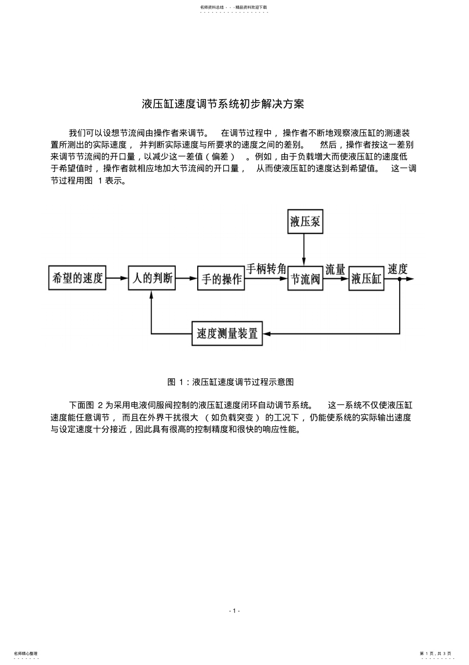 2022年液压缸速度调节系统初步解决方案 .pdf_第1页