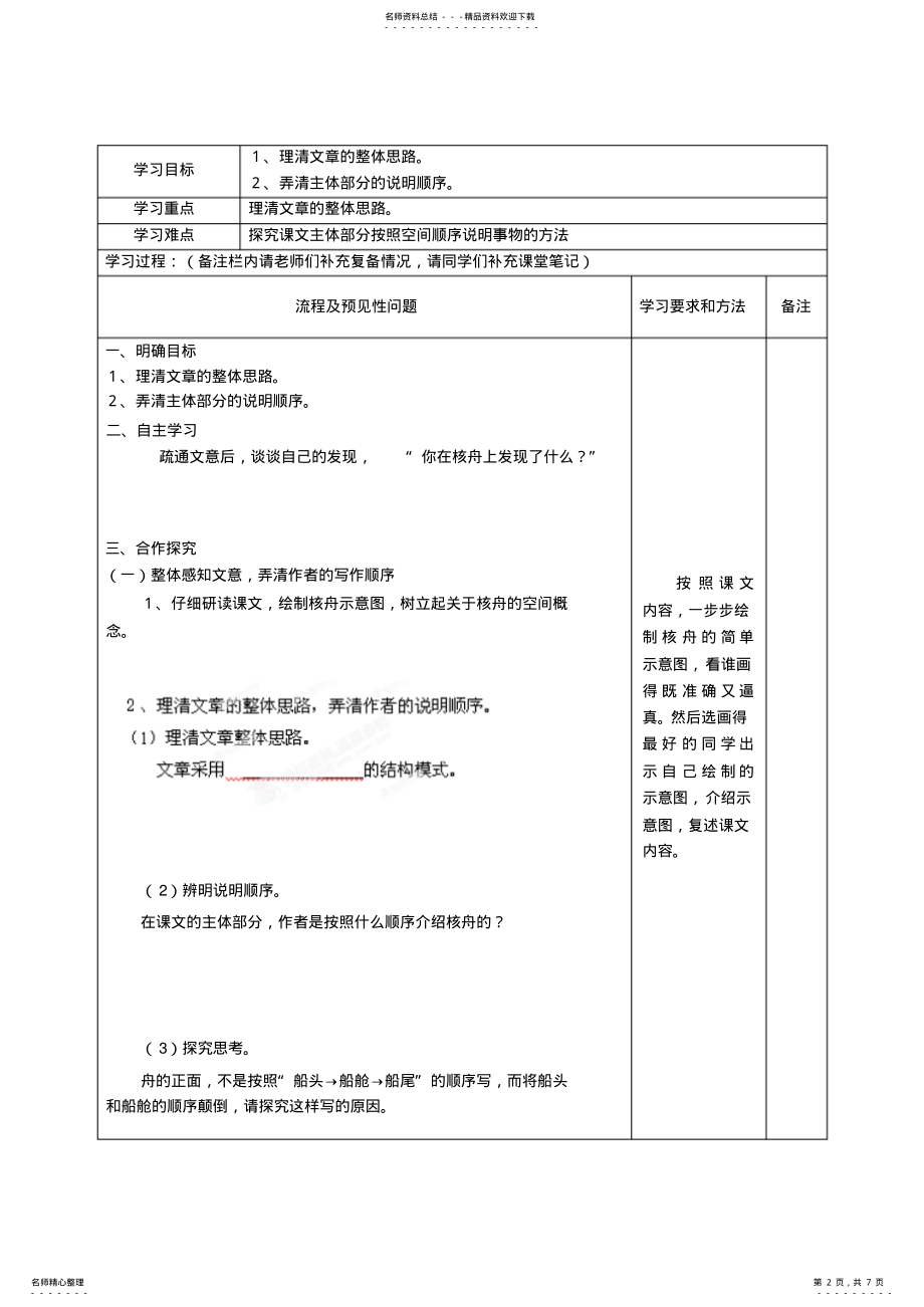 2022年2022年金海双语实验学校八年级语文上册《核舟记》导学案 .pdf_第2页