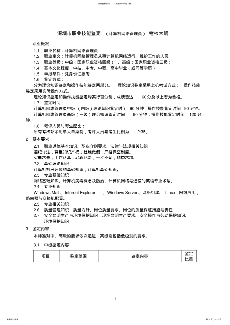 2022年2022年计算机网络管理员考试大纲 .pdf_第1页