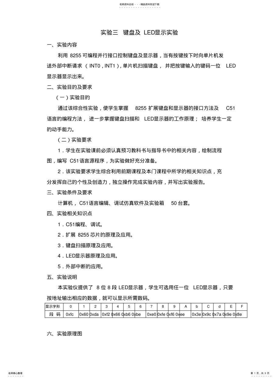 2022年2022年键盘及LED显示实验 .pdf_第1页