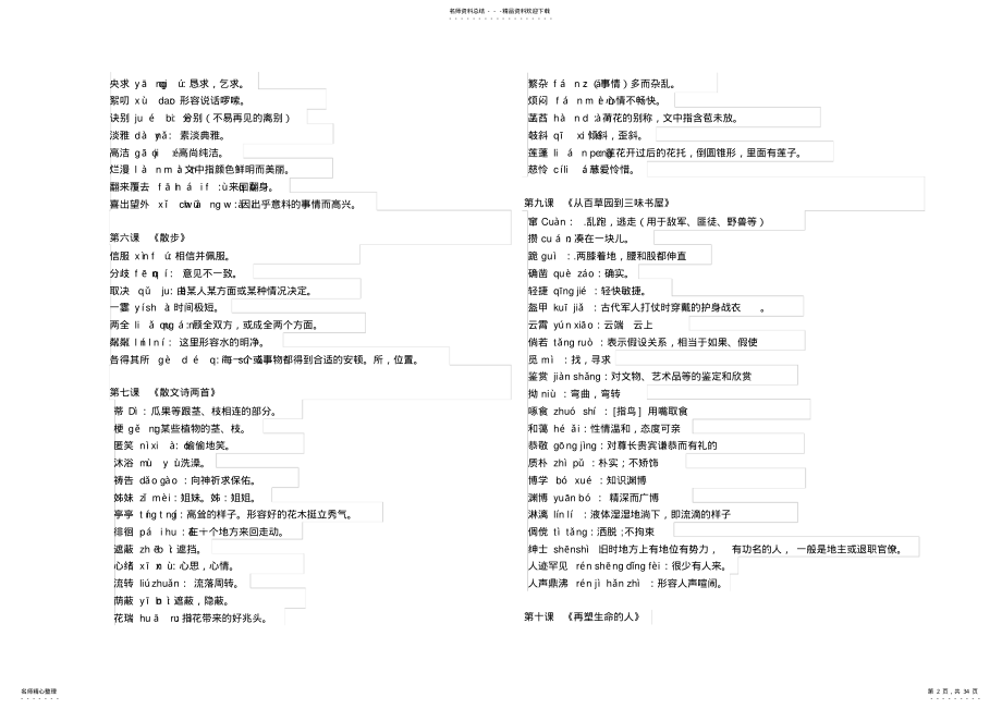 2022年最新人教版初中语文课文词语解释全集 .pdf_第2页