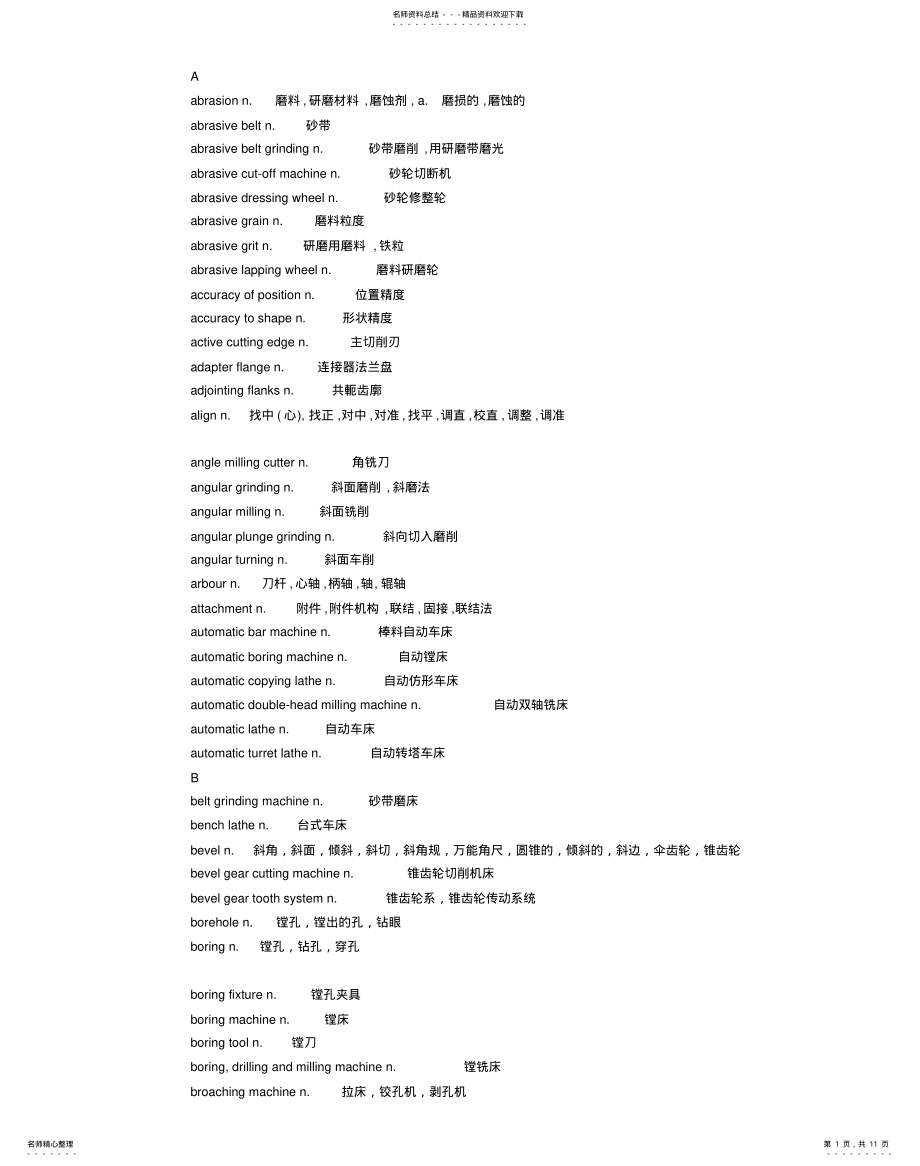 2022年2022年金属加工专业英语词汇借鉴 .pdf_第1页