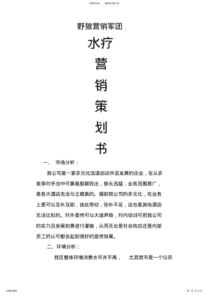 2022年水疗酒店营销策划书 .pdf