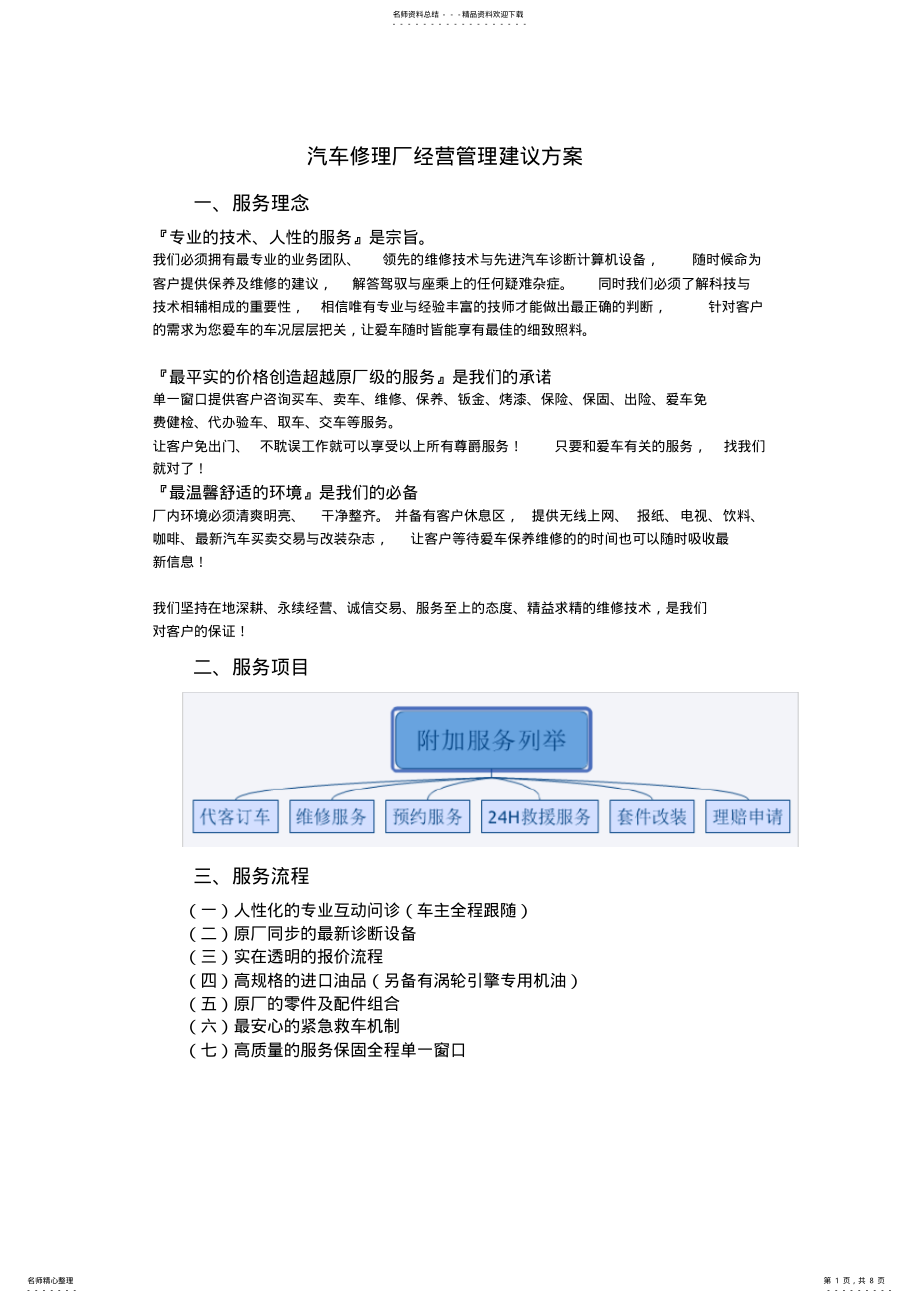 2022年汽车修理厂经营管理建议方案 .pdf_第1页