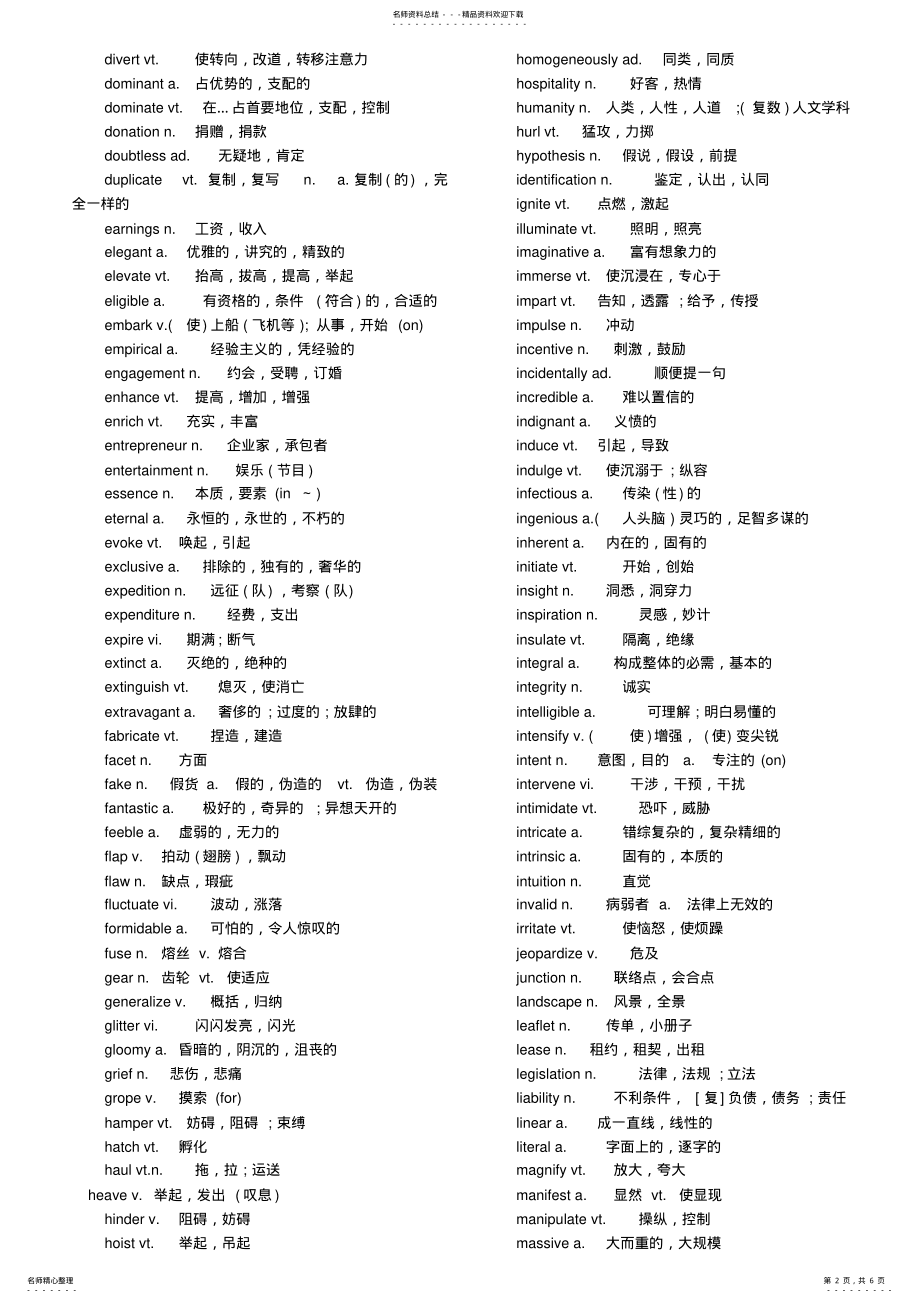 2022年最新大学英语六级听力考试必备词汇 .pdf_第2页