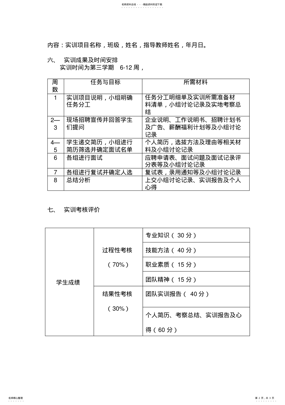 2022年模拟招聘实训方案 .pdf_第2页