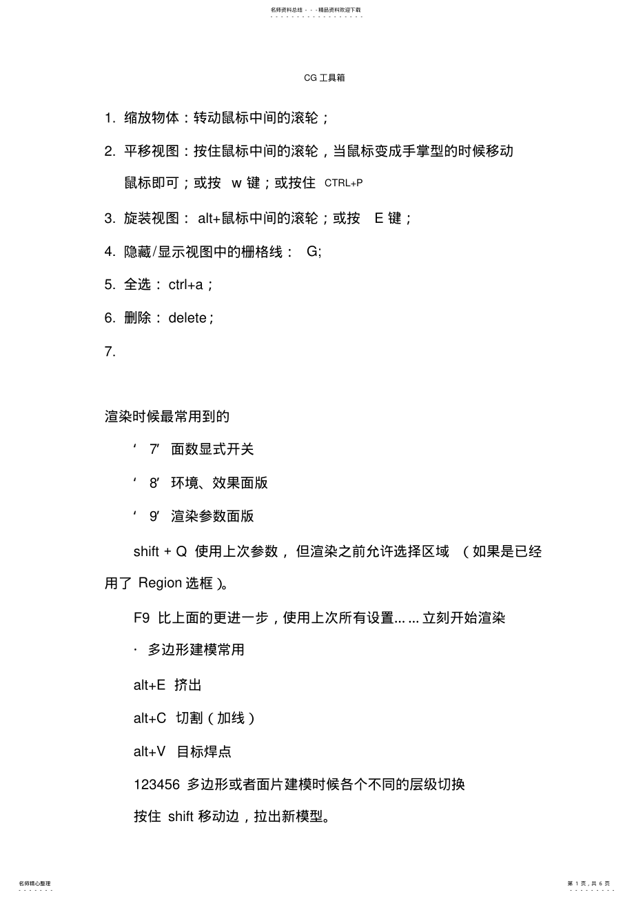 2022年dmax常用快捷键命令 .pdf_第1页