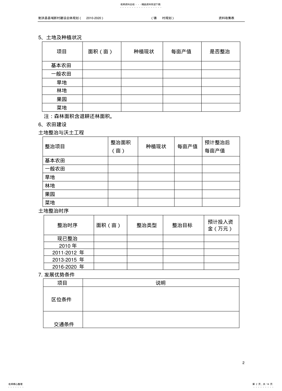 2022年村级规划资料收集表 .pdf_第2页