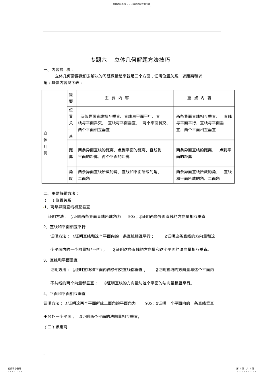 2022年2022年立体几何解题方法技巧 .pdf_第1页