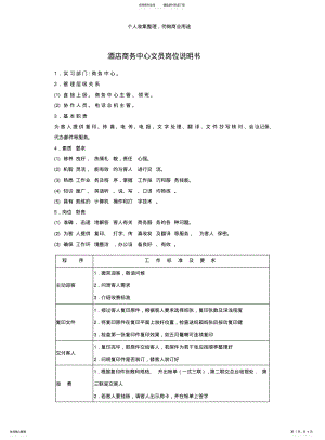 2022年2022年酒店商务中心文员岗位说明书 .pdf