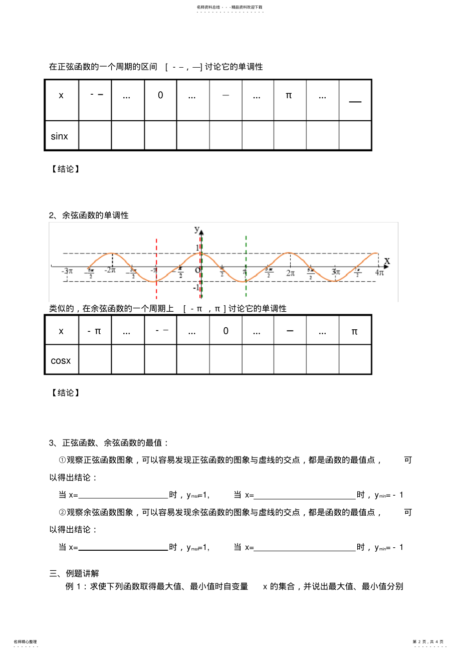 2022年正弦函数余弦函数性质教案 .pdf_第2页