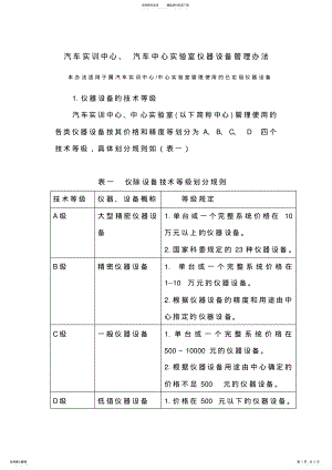 2022年汽车实训中心仪器设备管理办法 .pdf