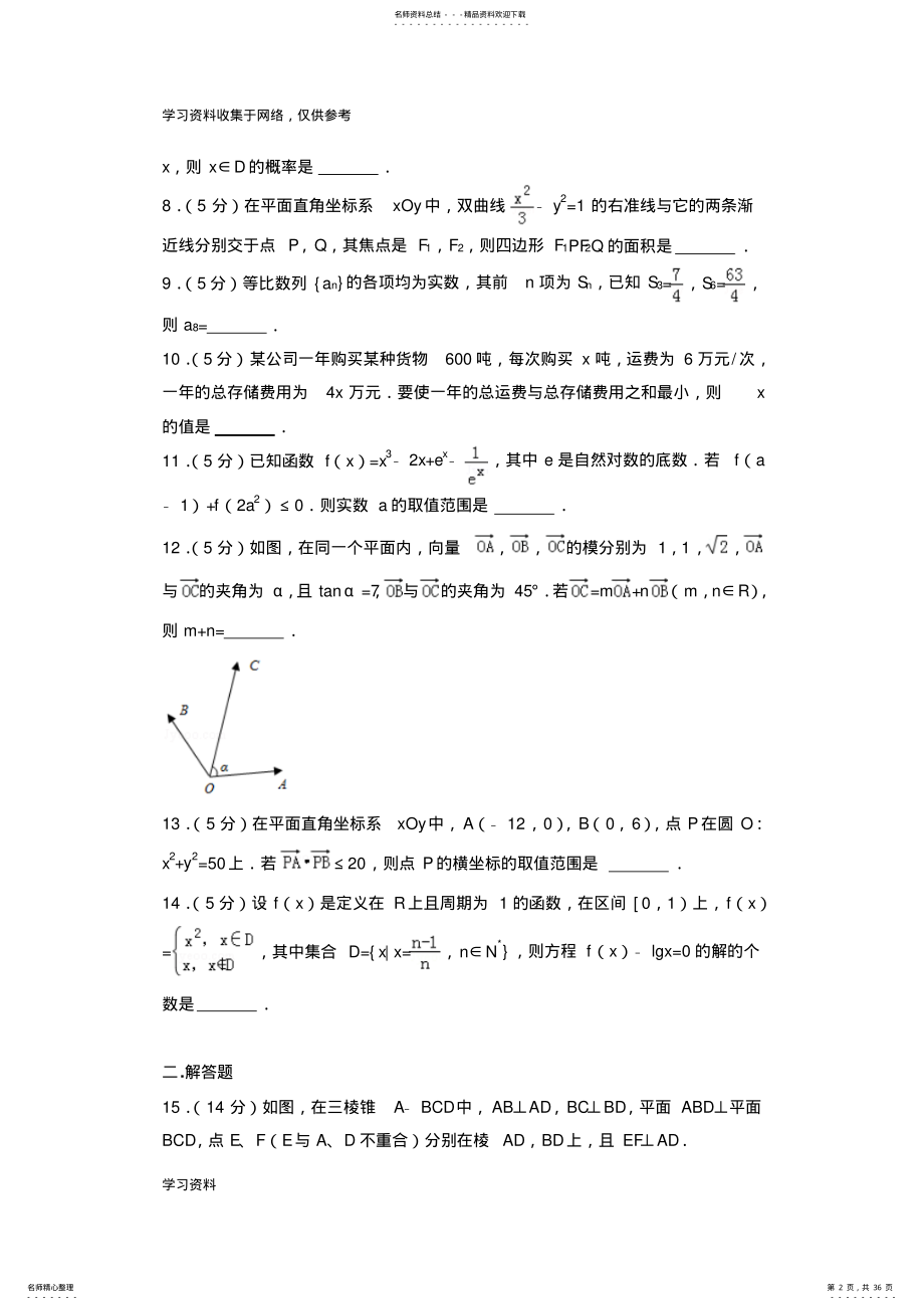 2022年江苏高考数学试题[含答案解析] .pdf_第2页