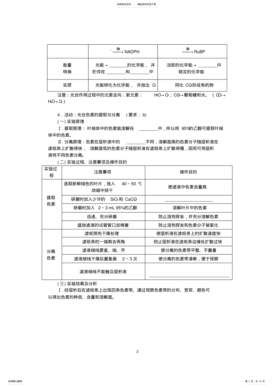 2022年浙科版光合作用知识点梳理及选考真题汇总,推荐文档 .pdf_第2页