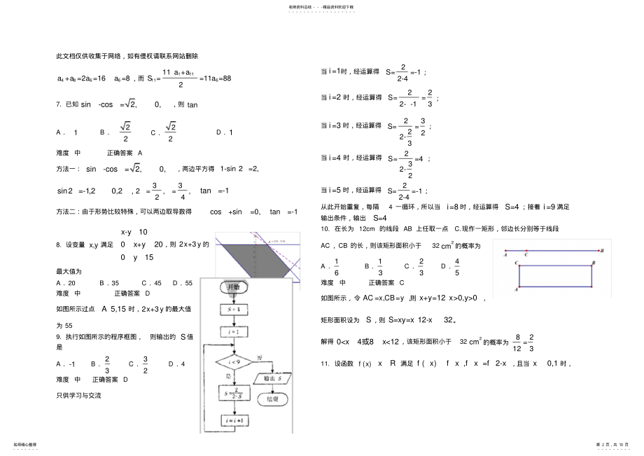 2022年2022年辽宁高考理科数学试卷演示教学 .pdf_第2页