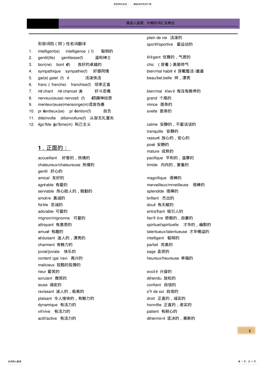 2022年法语描述人的词汇 .pdf_第1页