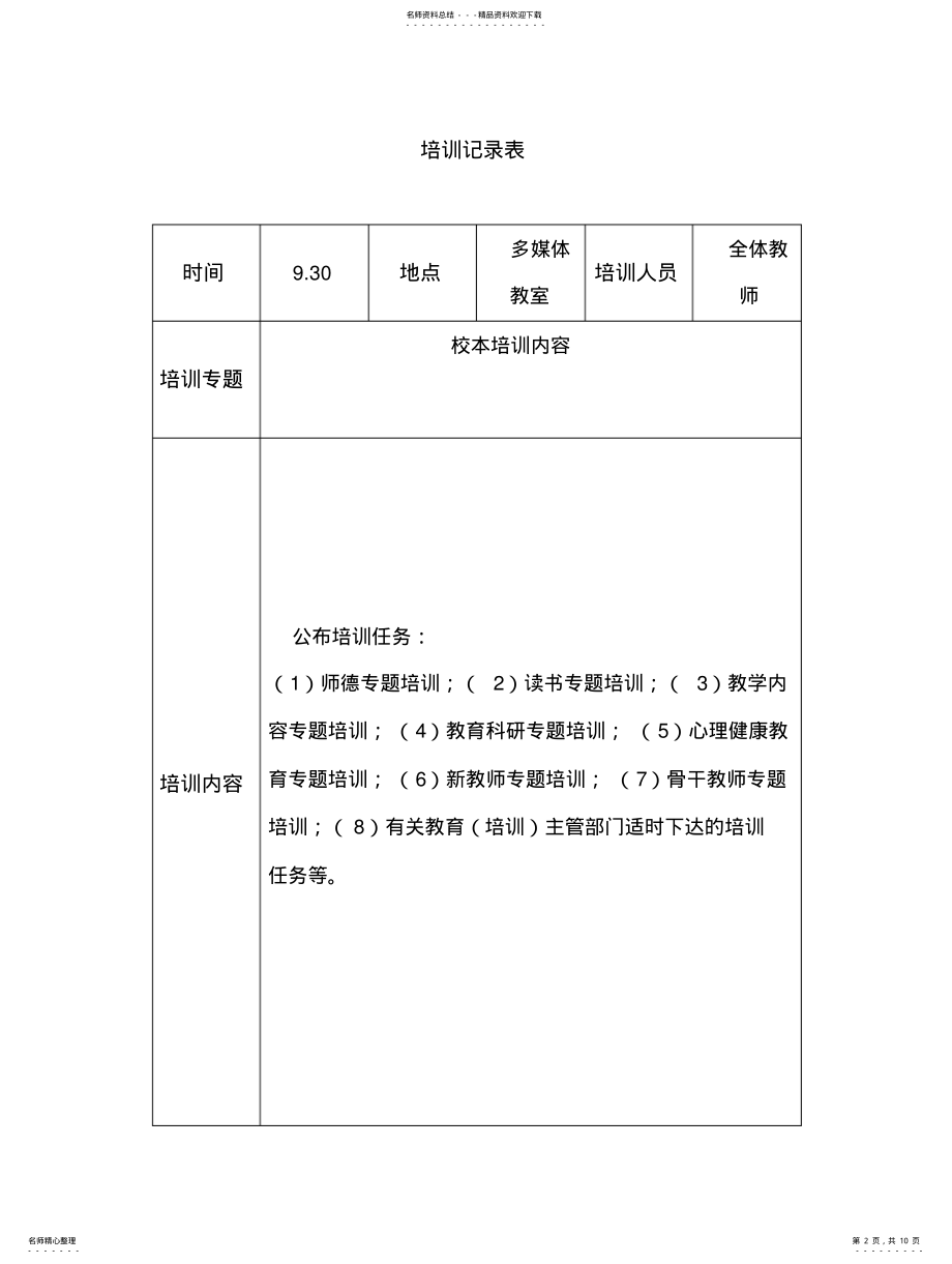 2022年2022年骨干教师培训记录表 .pdf_第2页