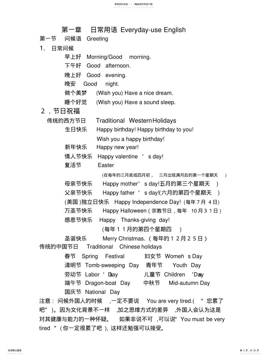 2022年2022年酒店常用英语培训资料 .pdf_第2页