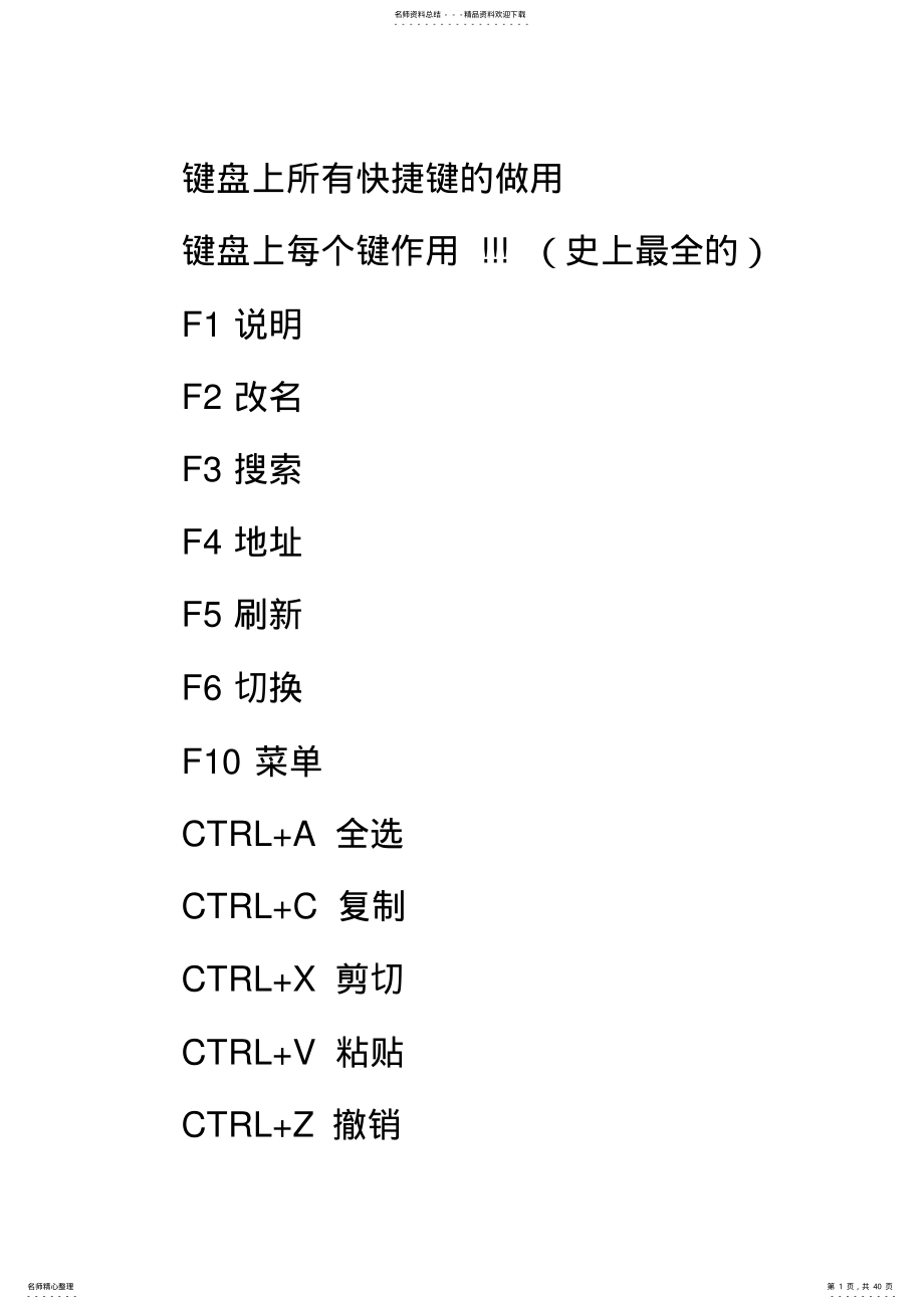 键盘上所有快捷键的做用 .pdf_第1页