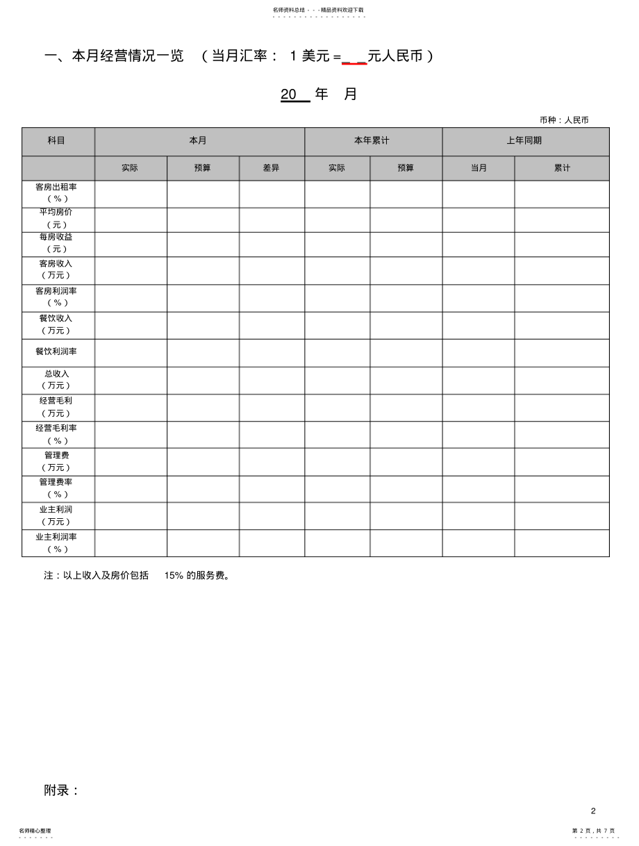 2022年2022年酒店经营管理月报 .pdf_第2页