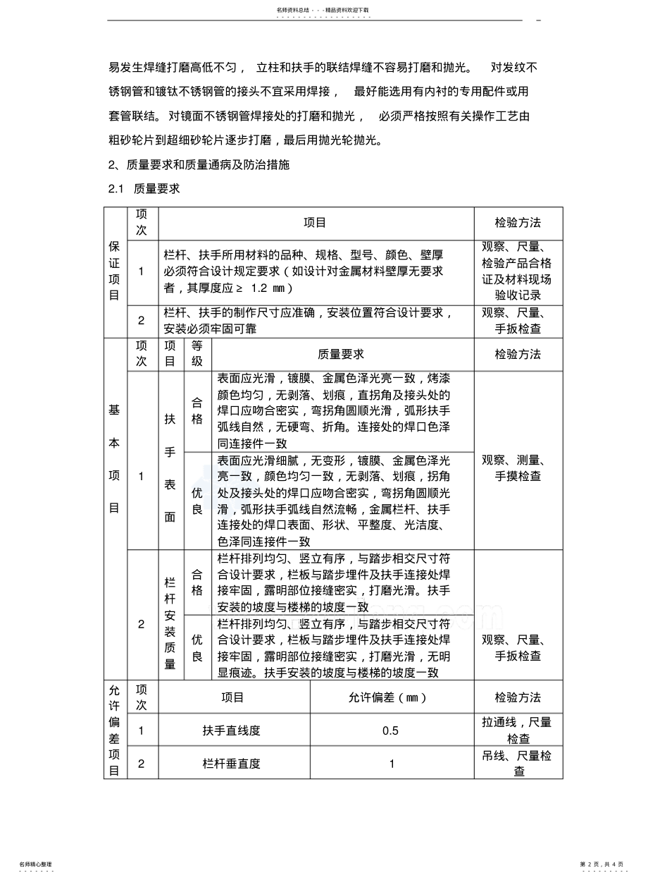 2022年2022年金属栏杆、扶手施工工艺介绍 .pdf_第2页