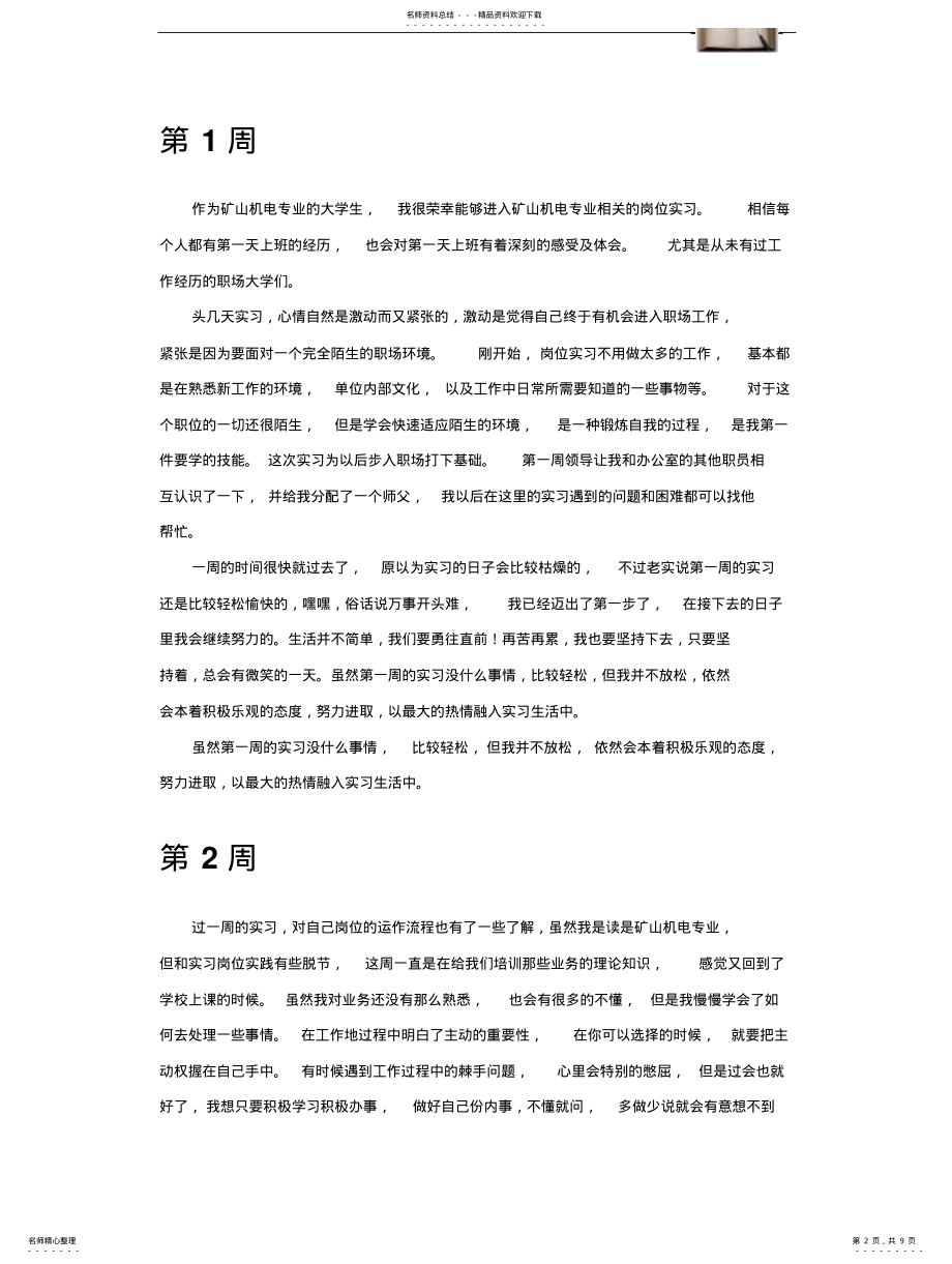 2022年2022年矿山机电专业毕业实习周记范文原创全套 .pdf_第2页