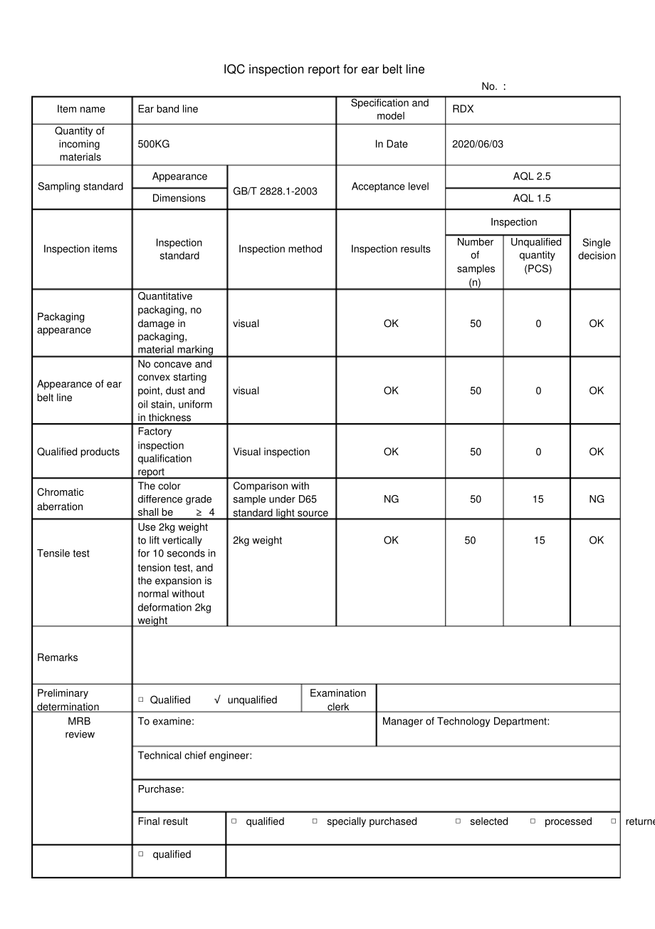 口罩耳带线来料检验记录表英文版.pdf_第1页