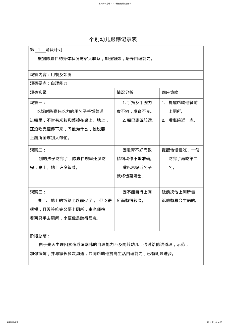 2022年2022年郭园幼儿园个别幼儿跟踪记录表 .pdf_第2页