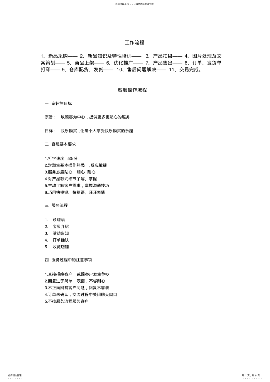 2022年淘宝_工作流程及客服操作流程 .pdf_第1页