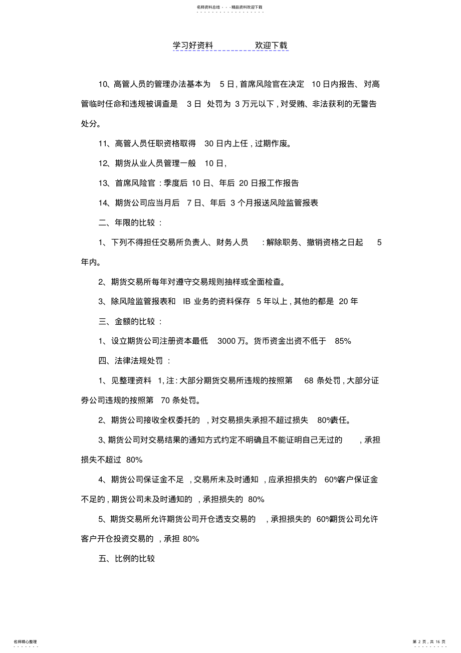 2022年最新期货从业资格考试期货法律法规重点难点整理总结 .pdf_第2页