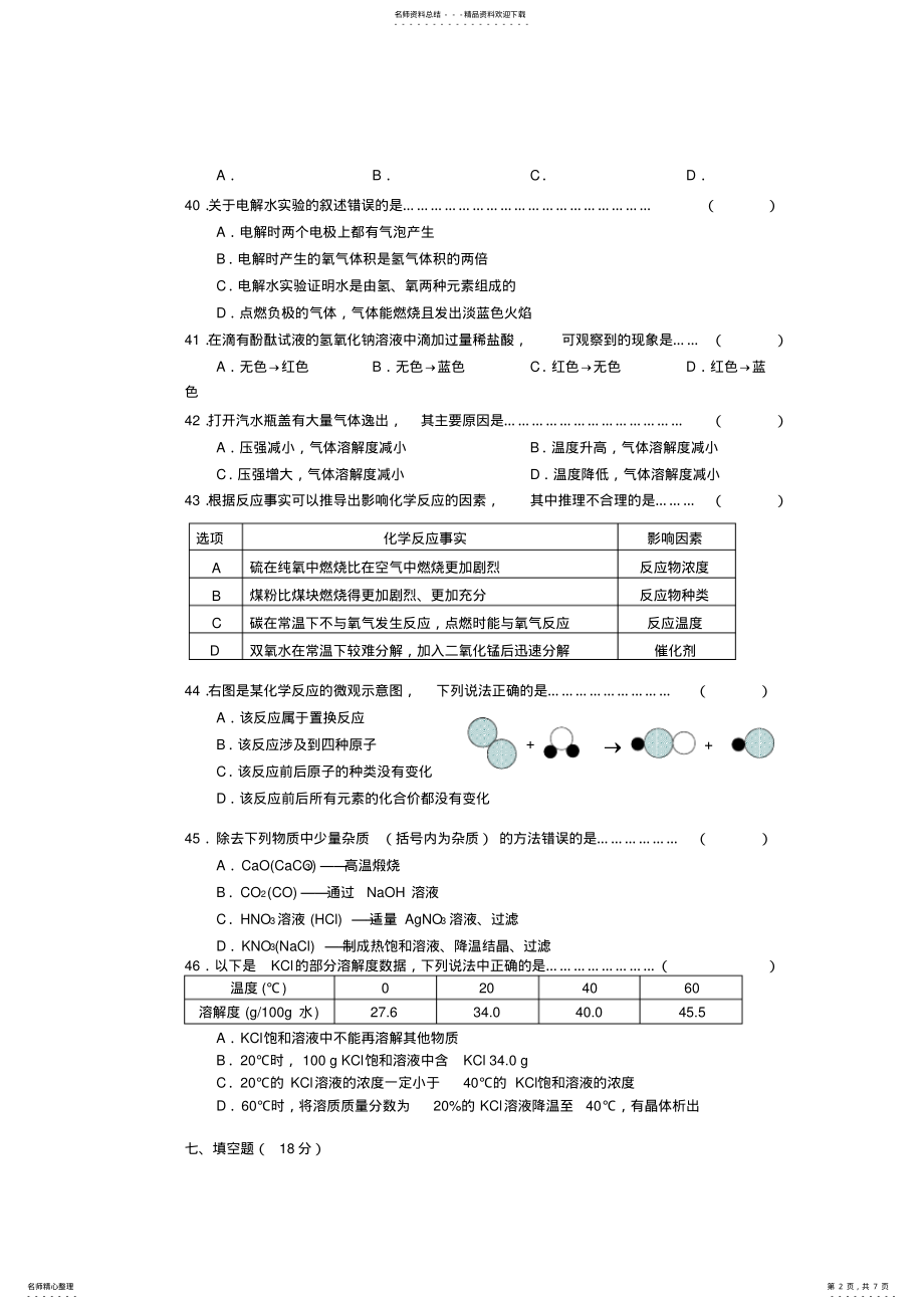 2022年浦东新区初三化学中考模拟 2.pdf_第2页