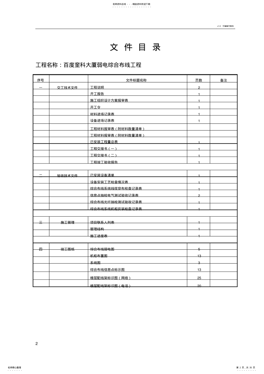 2022年模版--综合布线工程竣工文档模版 .pdf_第2页