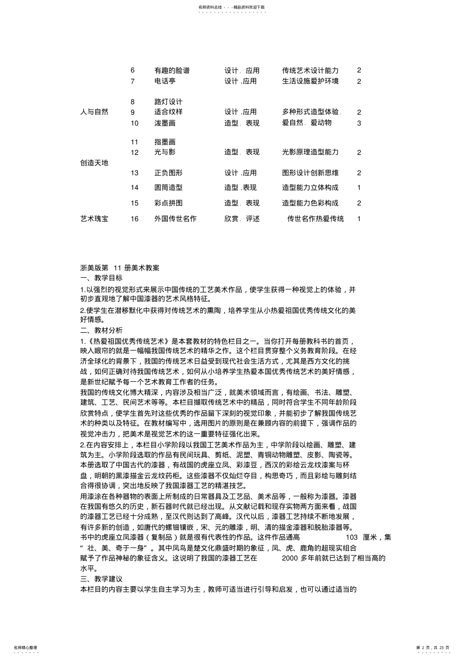 2022年浙美版小学美术六年级上册精品教案全册 .pdf_第2页