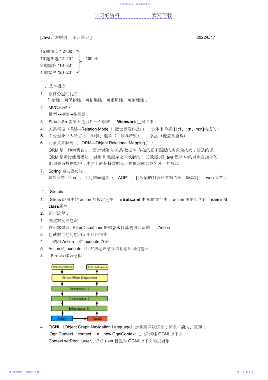 2022年Java开发框架复习笔记.docx_第1页