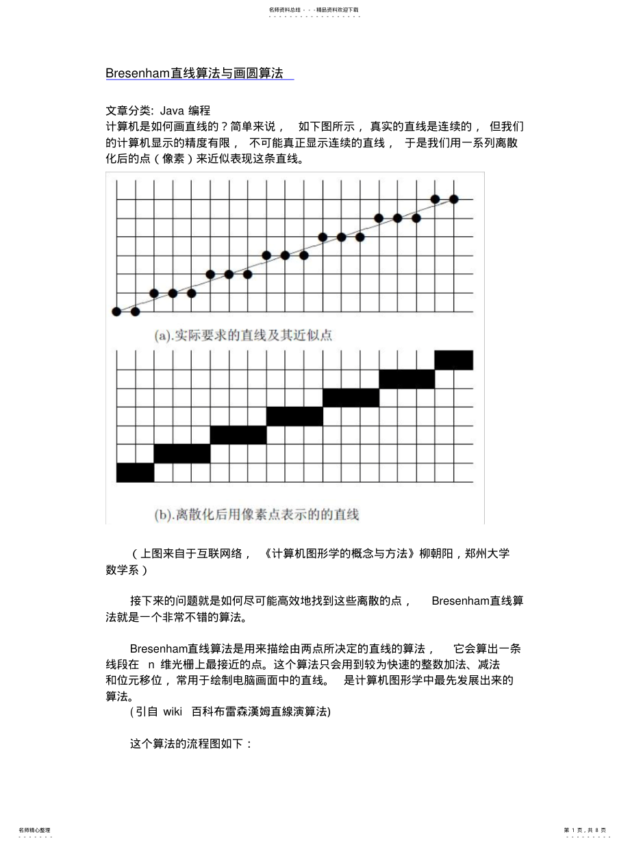 2022年BRESENHAM直线算法与画圆算法[收 .pdf_第1页