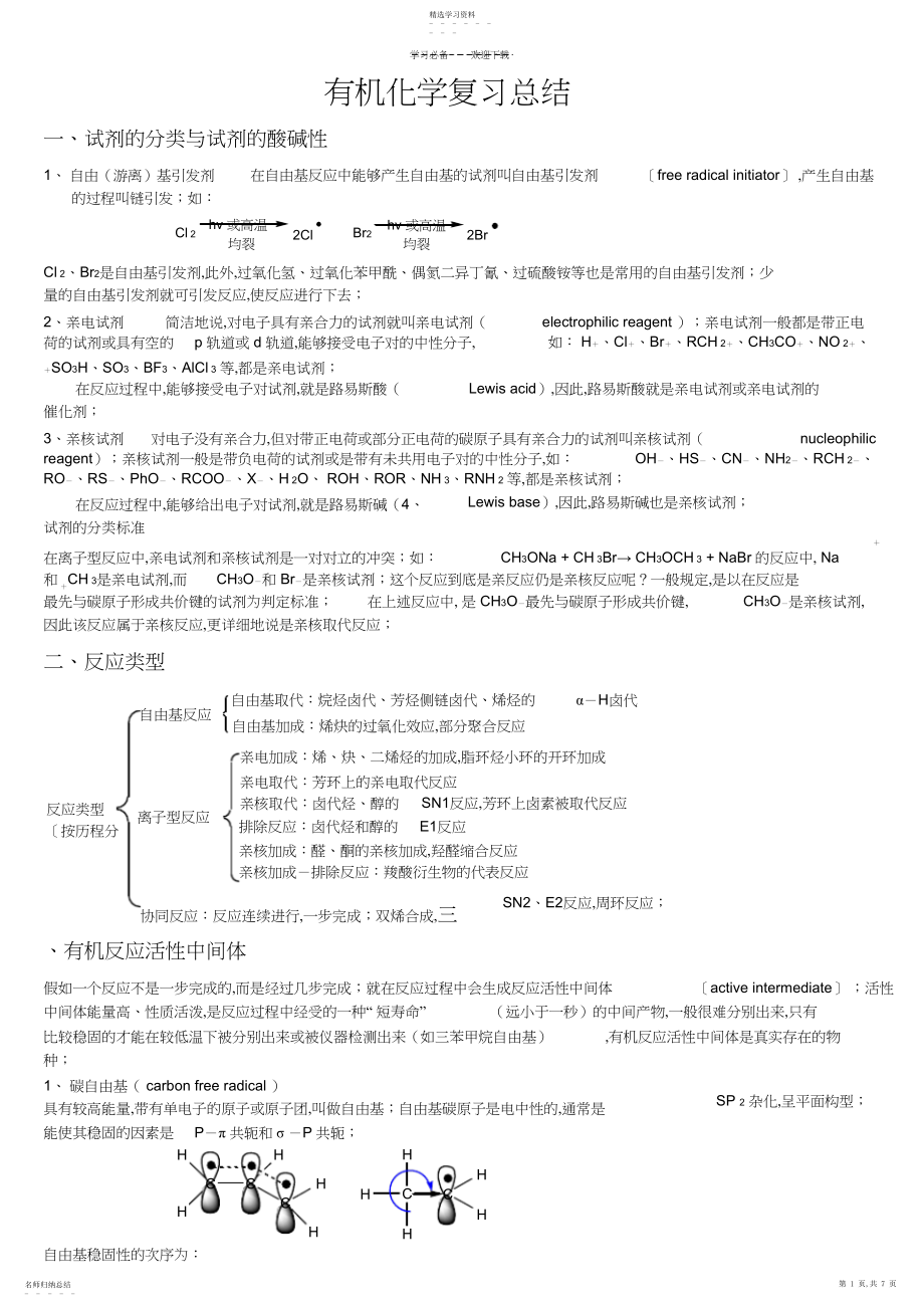 2022年有机化学复习总结.docx_第1页