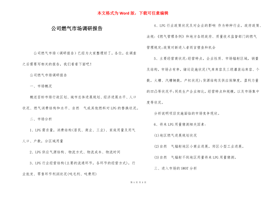 公司燃气市场调研报告.docx_第1页